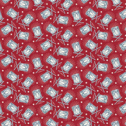 Independence - Drums/Stars - Cherry Tart - white & blue drums on red