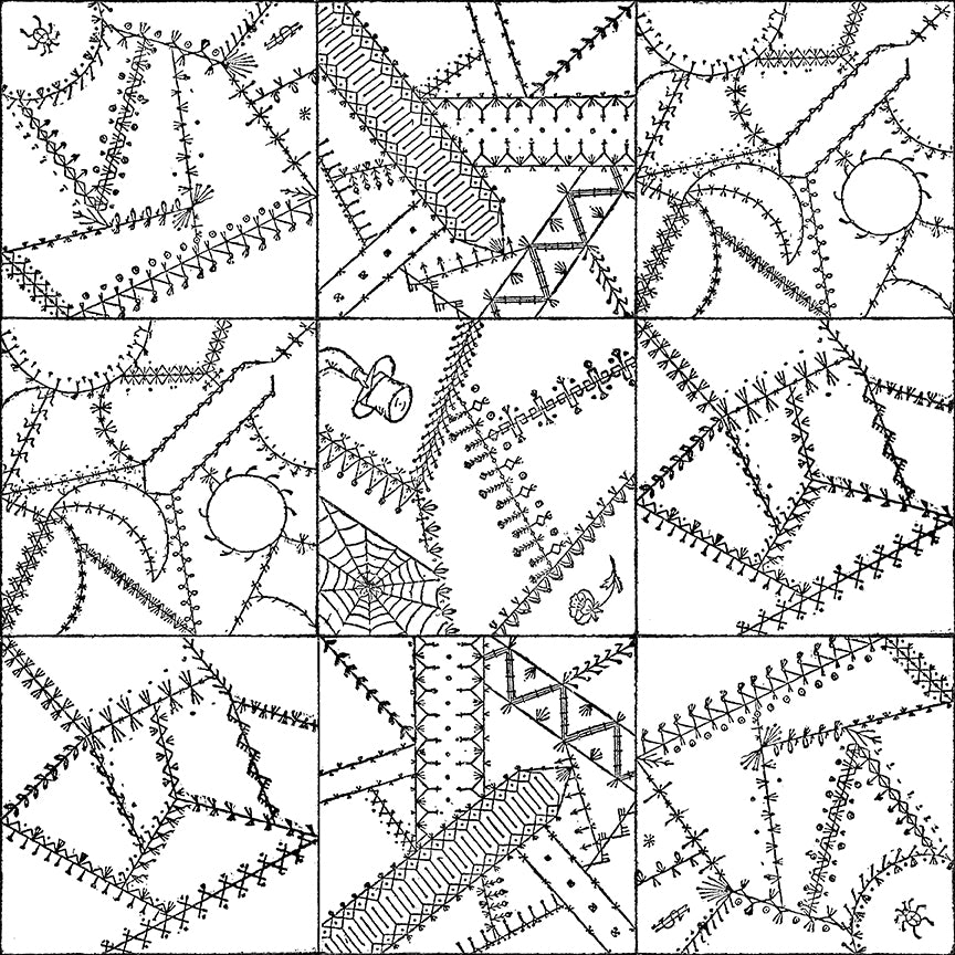 Scary Scraps by J. Wecker Frisch - Crazy Patchwork - White