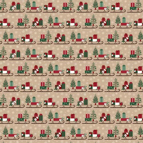 Christmas Time - Sleds - Tan
