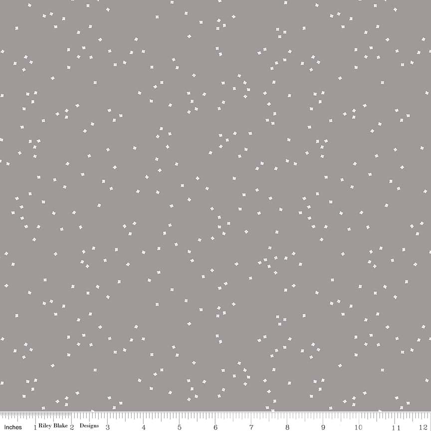 Blossoms In Color - Gray - white confetti blossoms on gray