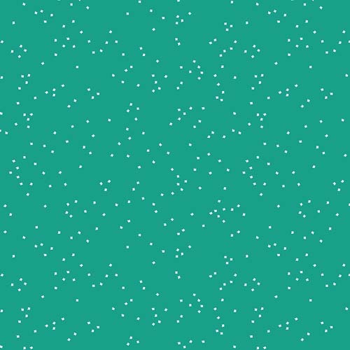 Blossoms in Color - Rainforest - tiny white flowers scattered on turquoise