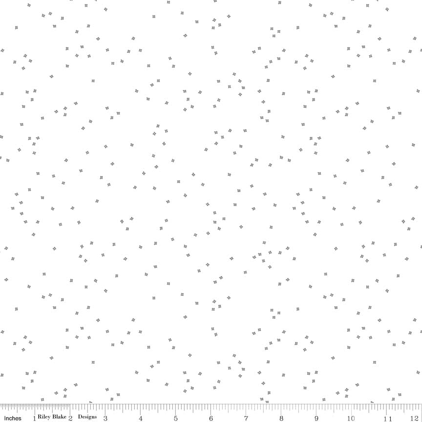 Blossoms On White - GrayConfetti blossoms on white