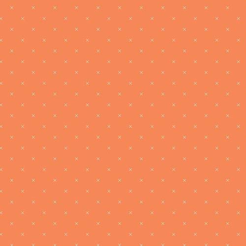 Bee Cross Stitch in Color -Pumpkin - tiny cream x's on orange