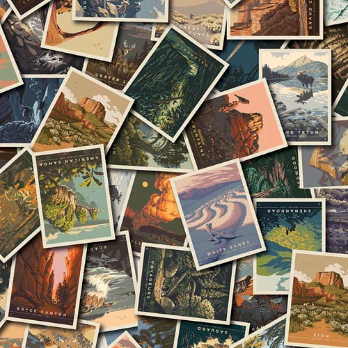 National Parks - Postcard Toss - Multi - packed, tossed National Park postcards