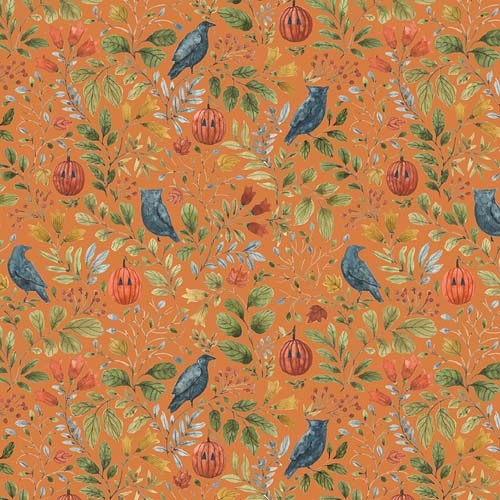 Trick or Treat - Foliage - Orange - Owls, Jack-o-lanterns, & birds  in leaves
