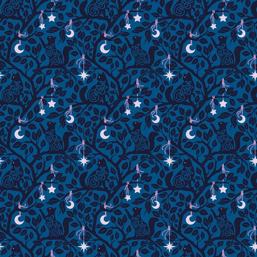 Celtic Cats - Forest Cats - Blue - tone on tone blue cats among trees