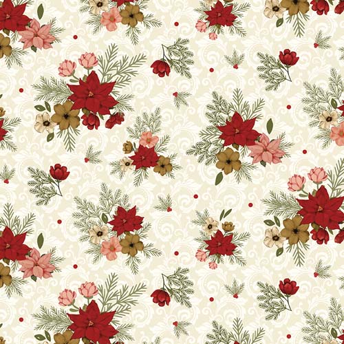Christmas Greetings - Floral -Cream