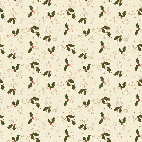 Christmas Greetings - Holly -Cream