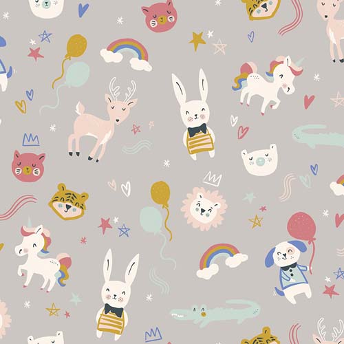Salt and Honey Flannel - Party Animals - Gray