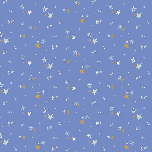 Salt and Honey Flannel - Hearts and stars - Blueberry