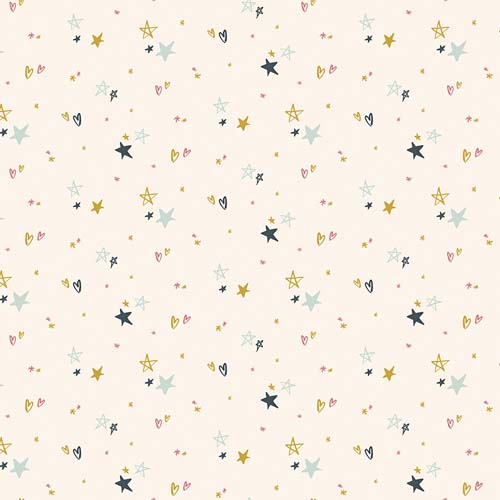 Salt and Honey Flannel - Hearts and stars - Cream