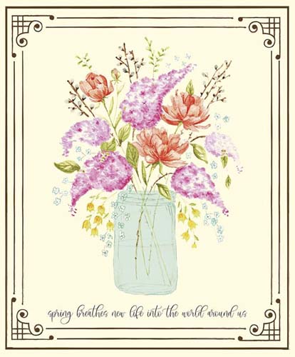 Adel In Spring - 36" PANEL - spring flowers in a jar