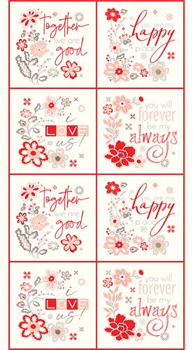 I Love Us - 24in. PANEL - 8 squares with four different sayings