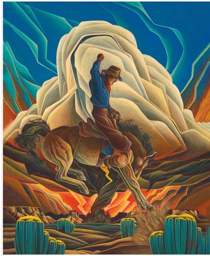 Western Reflections - 1yd. PANEL - Maelstrom - cowboy & horse