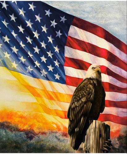 American Honor Eagle - 1yd. PANEL - -Eagle with  American Flag