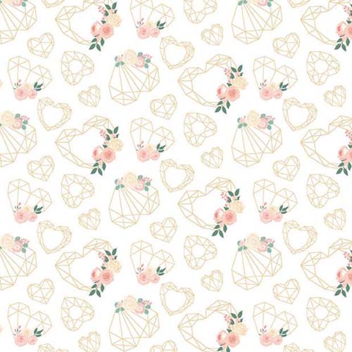 At First Sight - Hearts Metallic - Cream Sparkle - gold geometric hearts