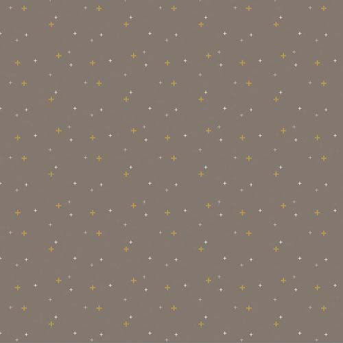 Sparkler - Pebble - metallic gold & white plus signs on taupe