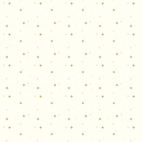 Sparkler - Vintage White metallic gold & lt taupe plus signs on cream