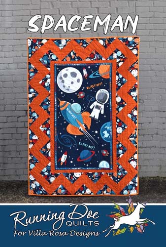 Spaceman - panel quilt Running Doe quilts for Villa Rosa