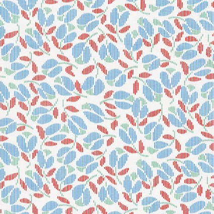 RKF - Pretty Posies - Evening -Blue Flowers with Red Leaves on White