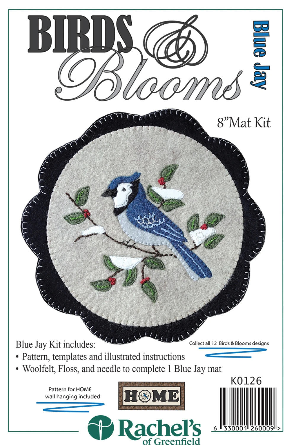 Rachel's of Greenfield - Birds & Blooms - Blue Jay - 8" mat Kit