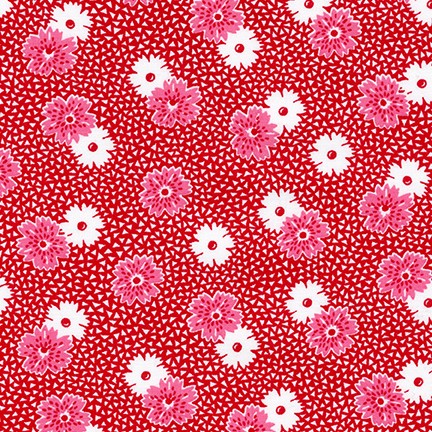 Windowsill Garden - Red - Pink & White Asters on Red by Darlene Zimmerman