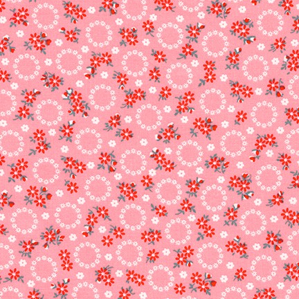 Windowsill Garden - Camellia - Pink Daisies-White Daisy Rings on Pink by Darl