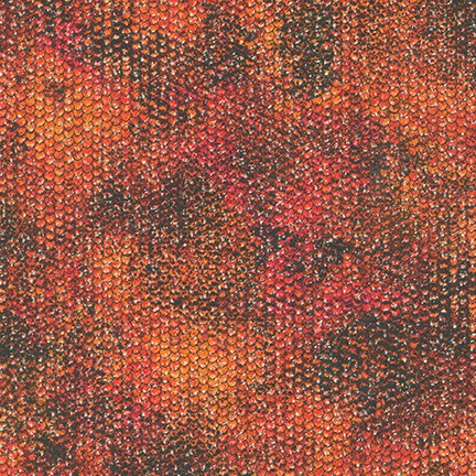 Atlantia - Flame - Orange & Rust - Fish Scale Patten With Metallic Accents