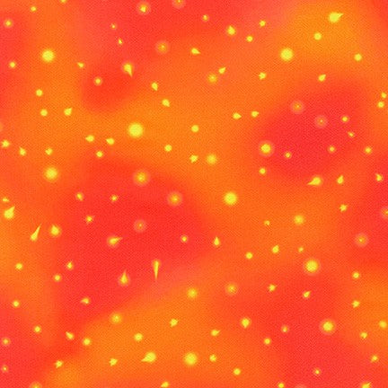 Fantastic Forest - Crimson - Yellow firefly lights on mottled oranges