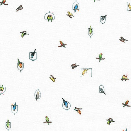 Wishwell: Petite - White - Tiny colorful parakeets on white