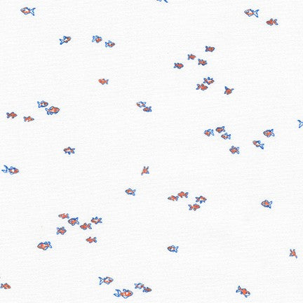 Wishwell: Petite - White - Goldfish - tiny fish outlined in blue on white