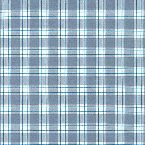 Kitchen Window Wovens - Shark - teal, gray & white  plaid
