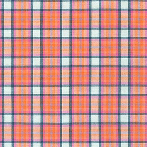 Kitchen Window Wovens - Salmon - blue, pink & lavender plaid