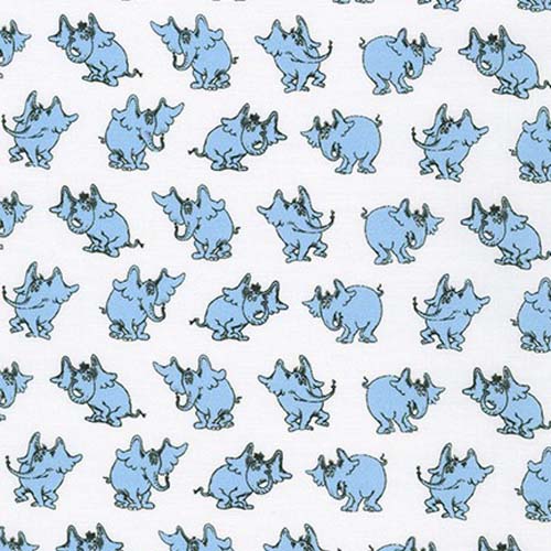 A little Dr. Suess - White -Small blue Horton the elephants on white