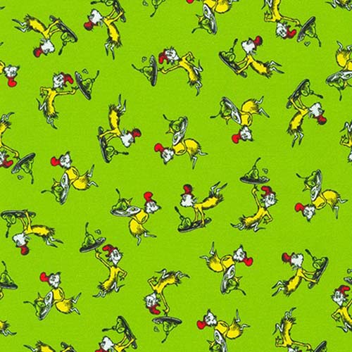 A Little Dr. Seuss - Green - Small green eggs and ham characters on green