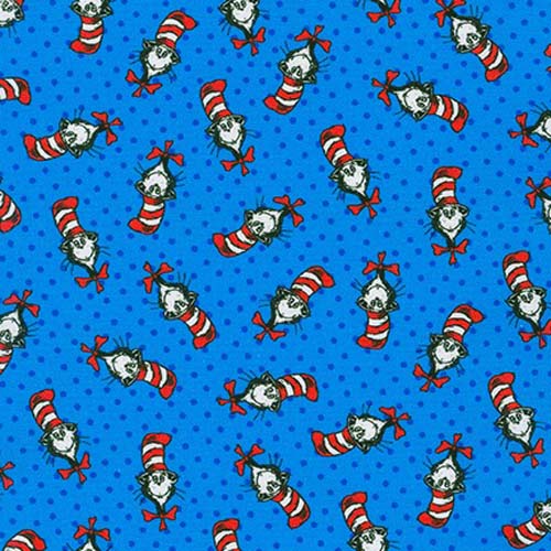 A Little Dr. Seuss - Blue - Small cat in the hats on bright blue