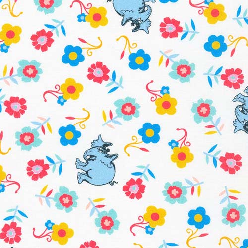 Horton Kindness - Petal - scattered flowers and Horton the elephant on white