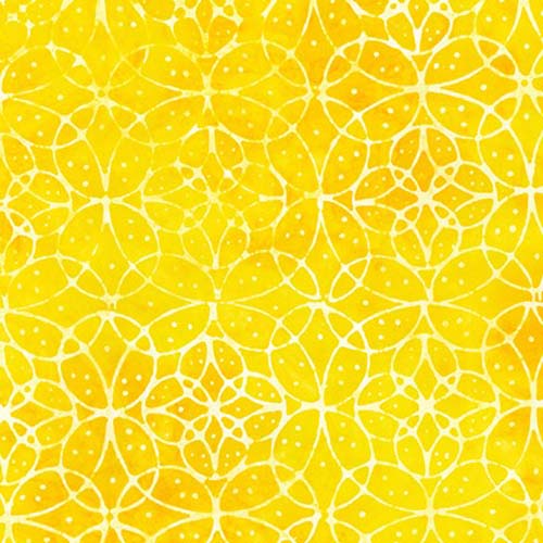 Artisan Batiks: Moodscapes - Yellow -  circle designs on yellow