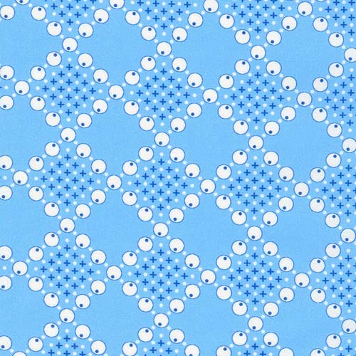 Flowerhouse: Sunnyside Farm -Blue - Diamonds of cream circles on blue