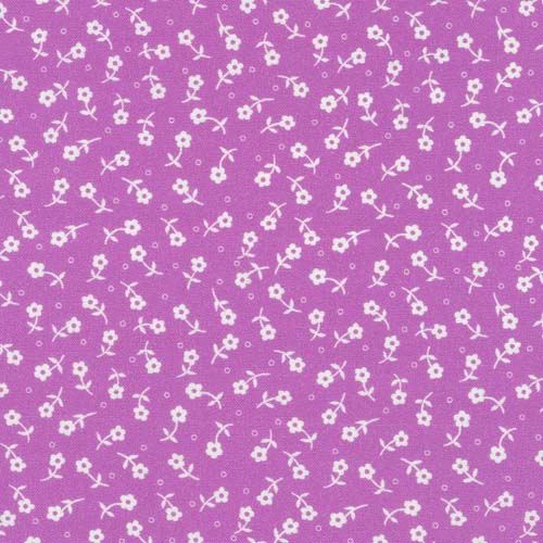 1930 Basic - Floral - Pansy - small white floral on purple