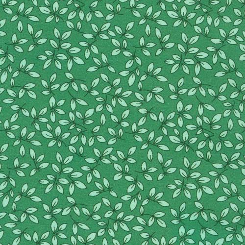 1930 Basic - Sprigs - Green - light green leaf sprigs on green