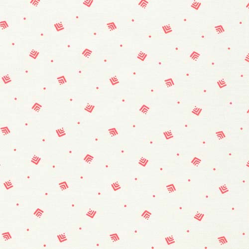 1930 Basic - Geometric - Pink - coral pink squares & dots on cream