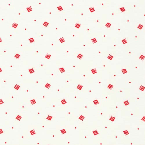 1930 Basic - Geometric - Red - red squares & dots on cream