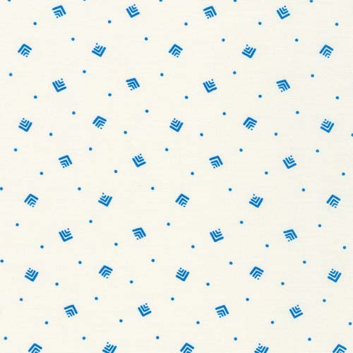 1930 Basic - Geometric - Blue -  blue squares & dots on cream