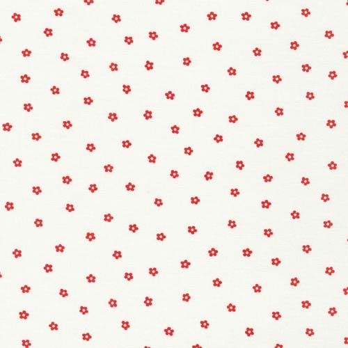 1930 Basic - Ditsy - Red - small red flower on cream