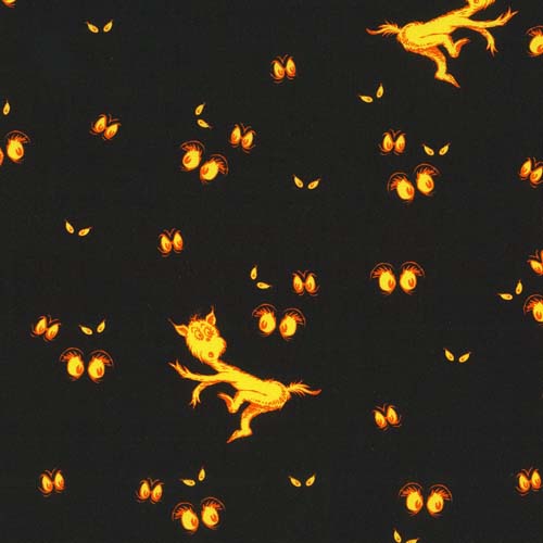 Halloween Growls, Yowls, and Howls - Spooky - yellow eyes on black