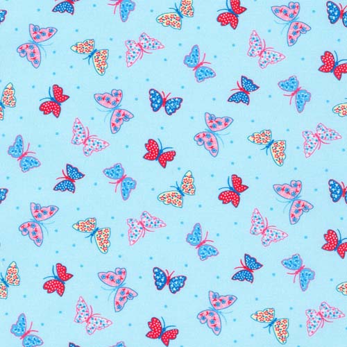 Flowerhouse: All a Flutter - Blue- 30's reproduction- butterflies on lt blue