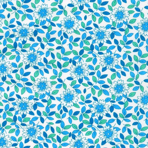 Flowerhouse: All a Flutter -Blue- 30's reproduction - Blue leafy floral
