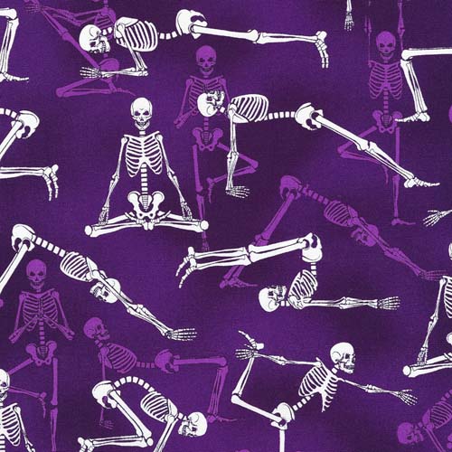 Lights Out -  Skeleton Stretch -Midnight Purple - yoga skeletons -Glows in dark