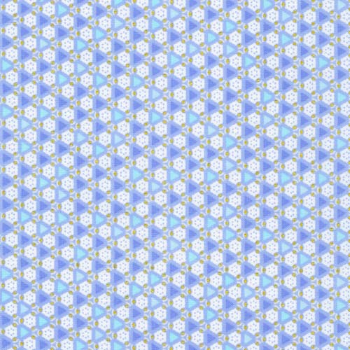 Jaikumari - Sky - aqua, white & periwinkle triangles w/ gold metallic accents